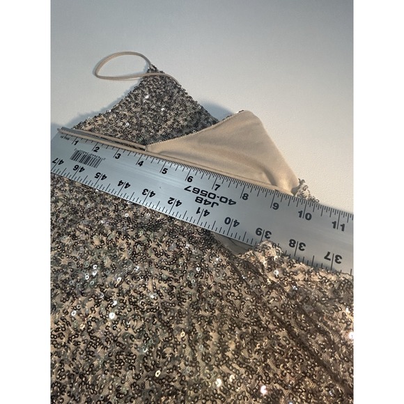 Mango Sequin V Neck Cami Tank Spagetti Strap Lined Sparkly Chic Top Size XS / 2 - Picture 12 of 14
